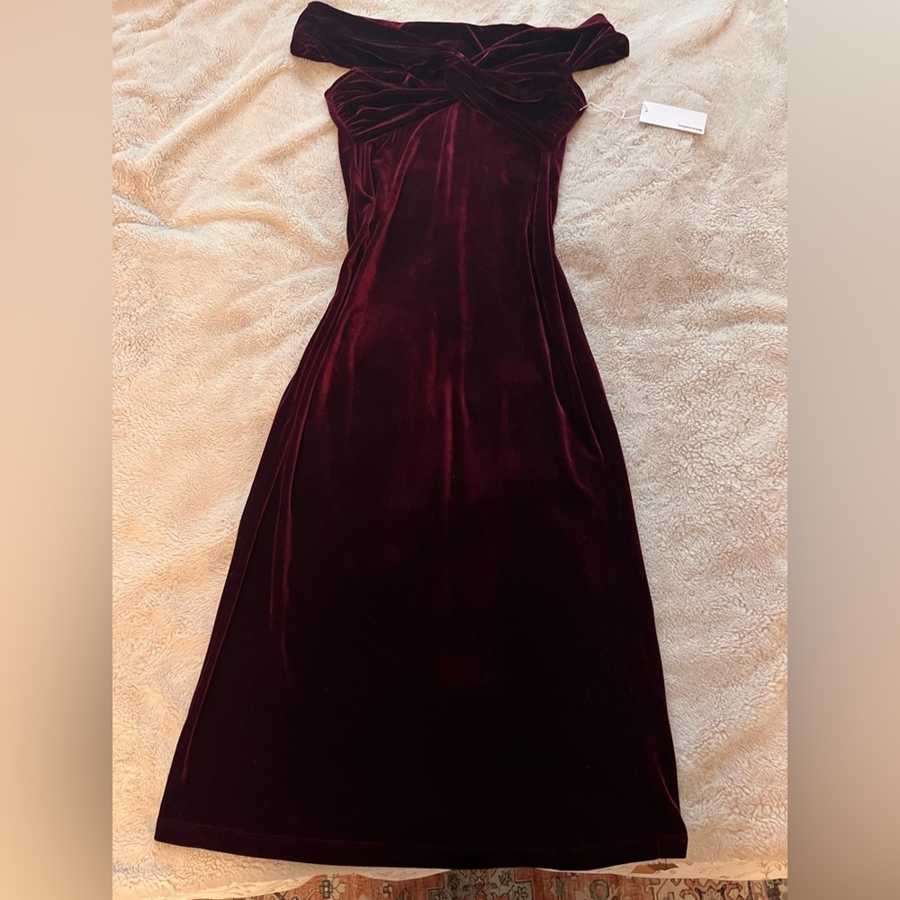 Reformation Toulon Red Velvet Dress
